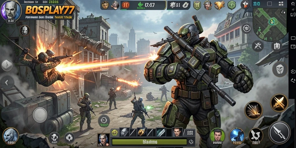 Tangkapan layar menunjukkan aksi strategi mendebarkan dalam BOSPLAY77.