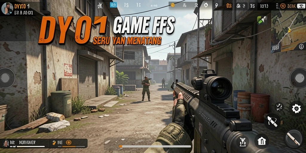 Tampilan seru dari gameplay DYO1 dengan aksi FPS yang intens.