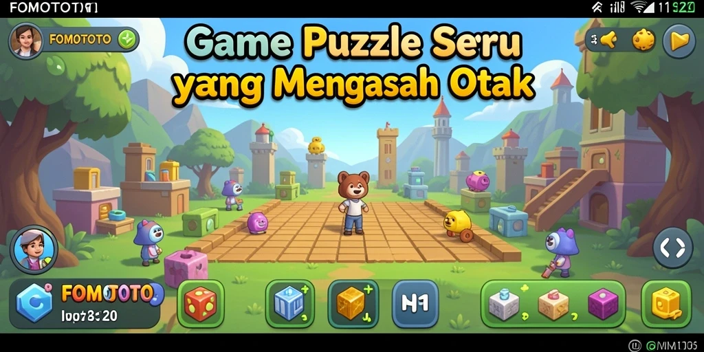Tampilan gameplay FOMOTOTO yang penuh warna dan menarik.