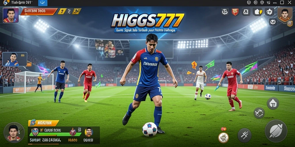 Tampilan gameplay HIGGS777 yang menarik dengan efek sepak bola yang nyata.