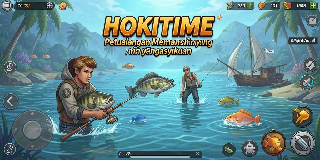 Tampilan gameplay memancing HOKITIME yang memberi pengalaman seru.