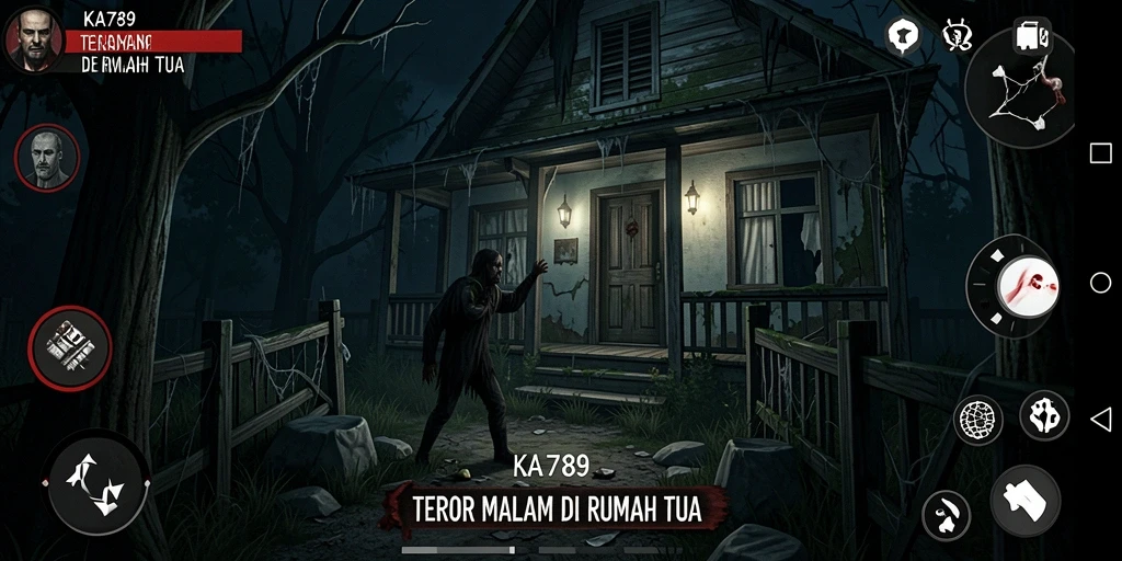 Screenshot gameplay menegangkan di KA789 dengan efek horor yang mendalam.