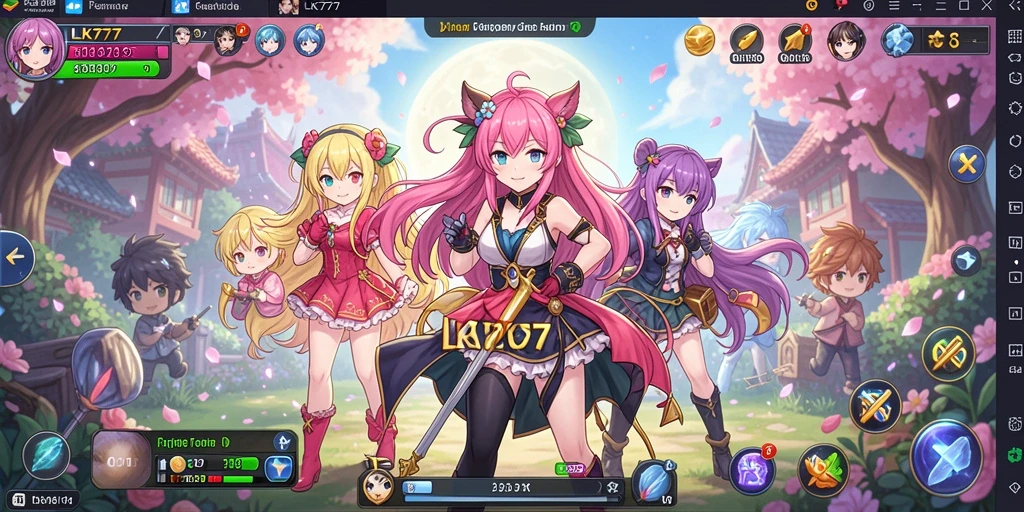 Tampilan gameplay LK777 yang menampilkan karakter anime yang mendebarkan.