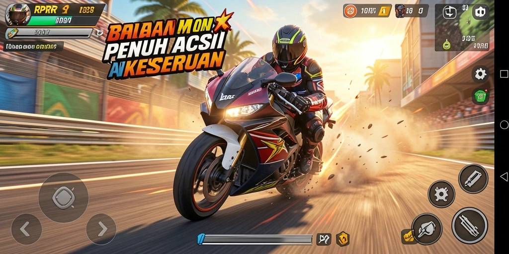 Gameplay RPRR yang mendebarkan dengan motor balap.