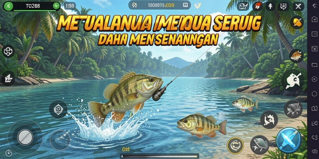 Gameplay TO288 yang menampilkan aksi memancing yang seru dan menantang.